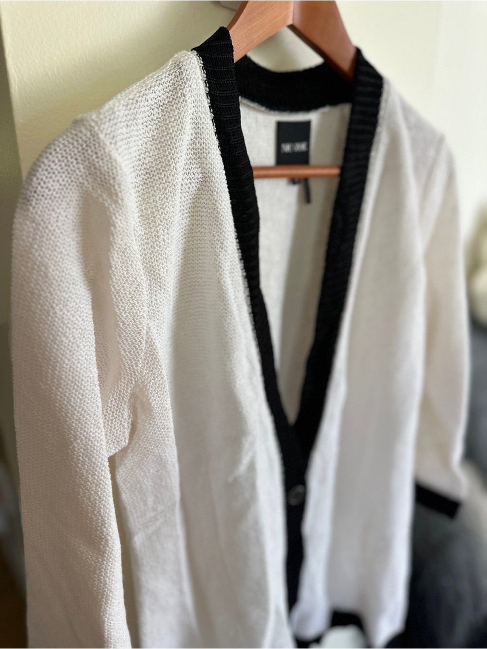 NIC+ZOE White Cardigan with Black Trim - Picture 3 of 8